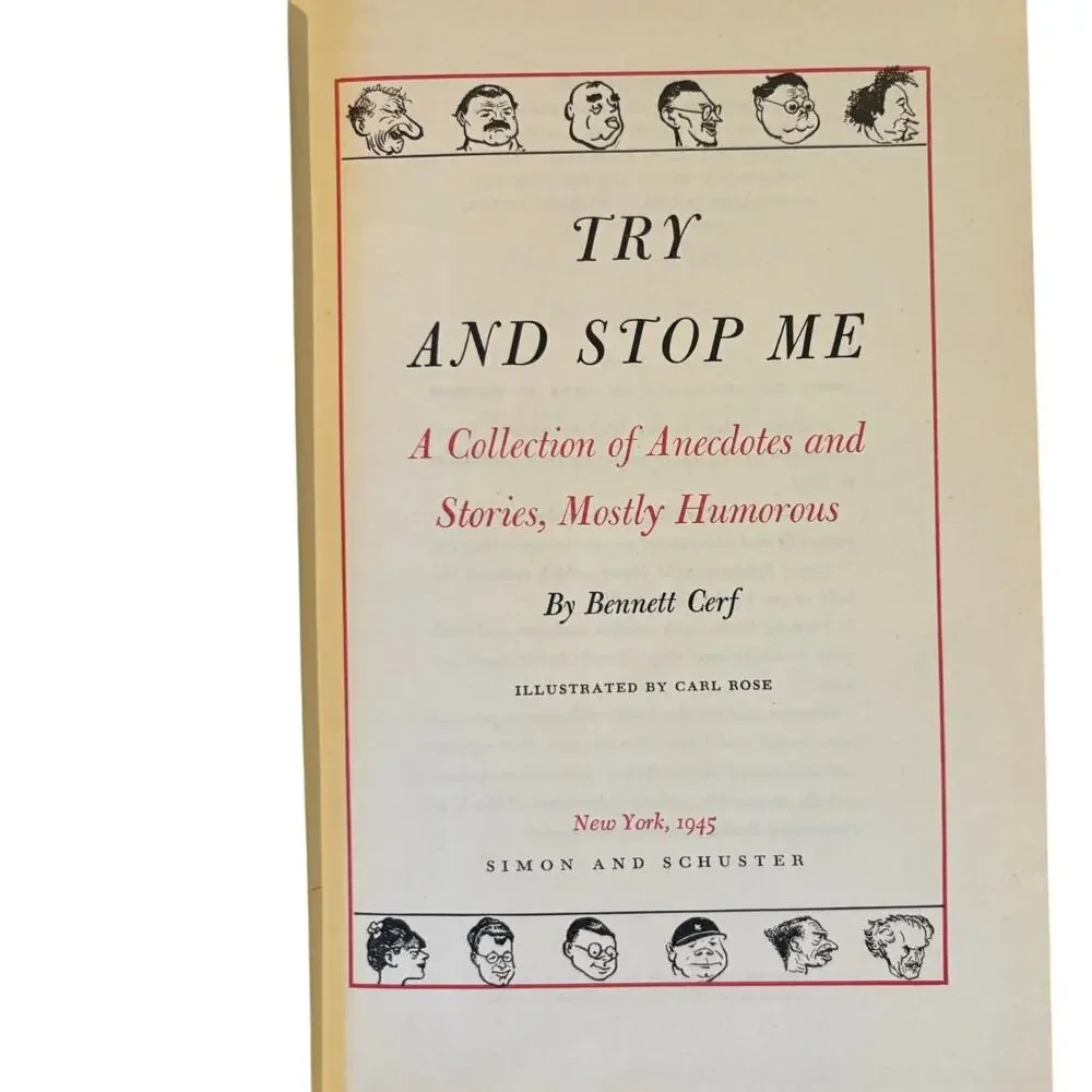 VTG 1944 Try and Stop Me by Bennett Cerf, HC Collection of Humor